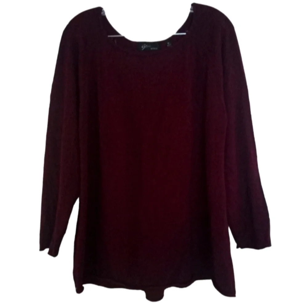Cyrus Women's Knit Long Sleeve Burgundy Color Very Soft Blouse Size 1X